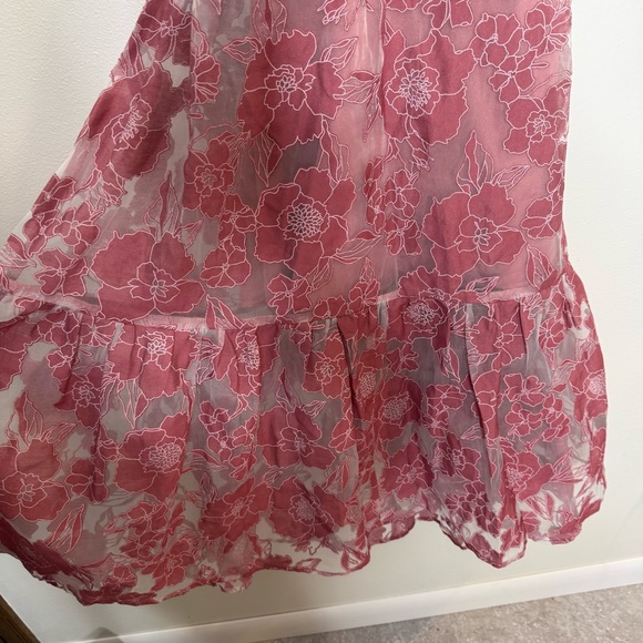 Lulus Feeling Like Forever Rose Jacquard Organza Lace-Up Midi Dress rose small - Picture 13 of 15